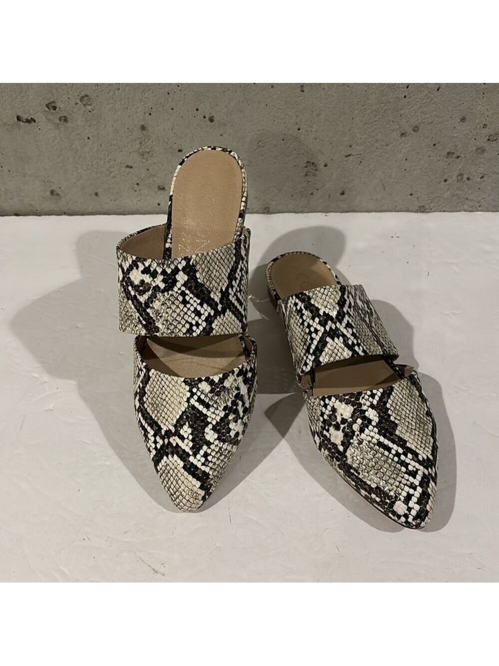 Coconuts By Matisse Brown and Tan Shay Snakeskin Mules -Size 6.5